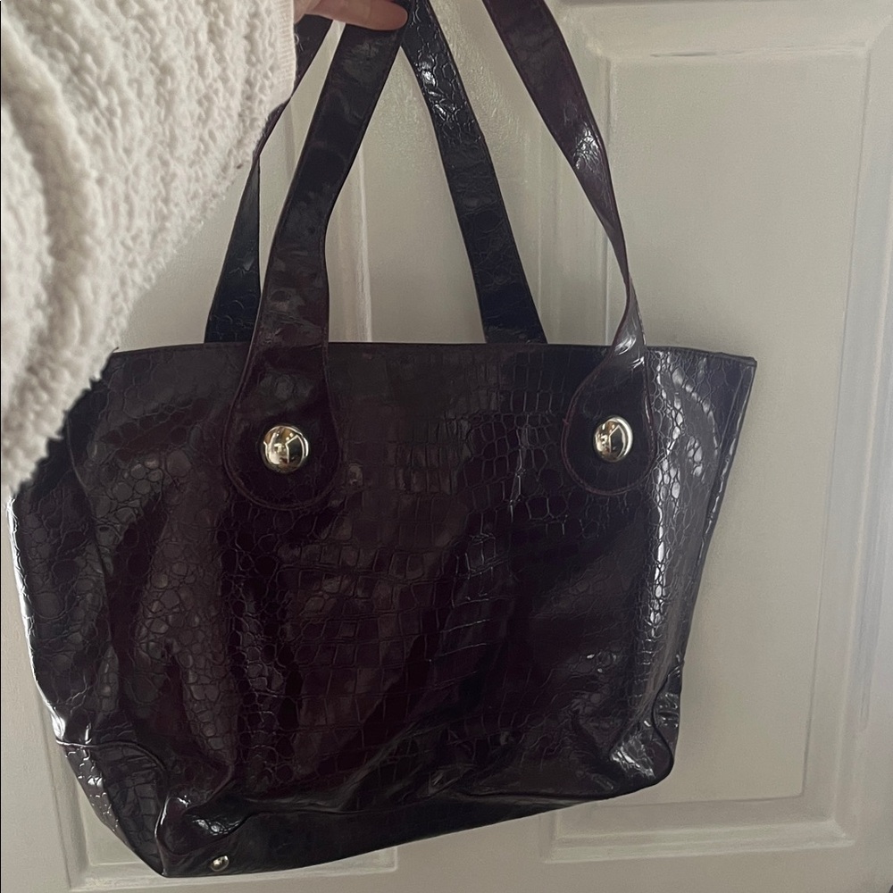Maroon croc laptop bag